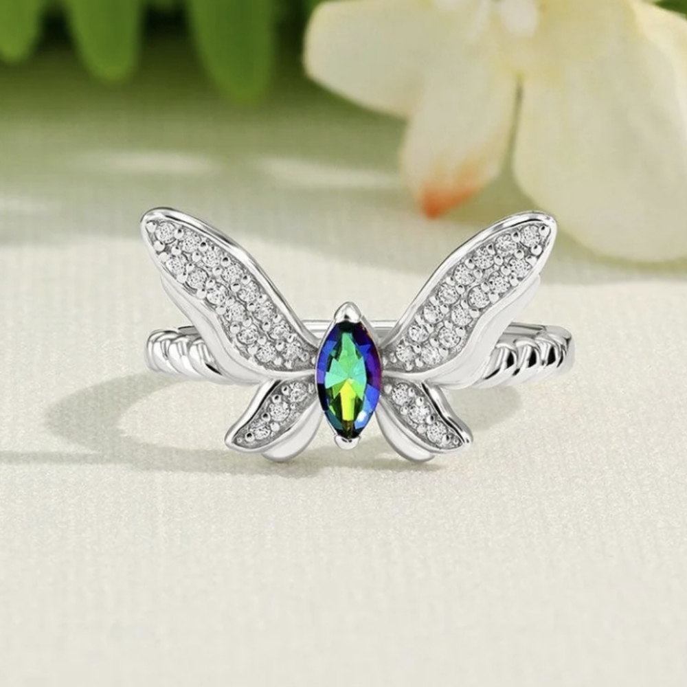 Peridot Butterfly Ring
